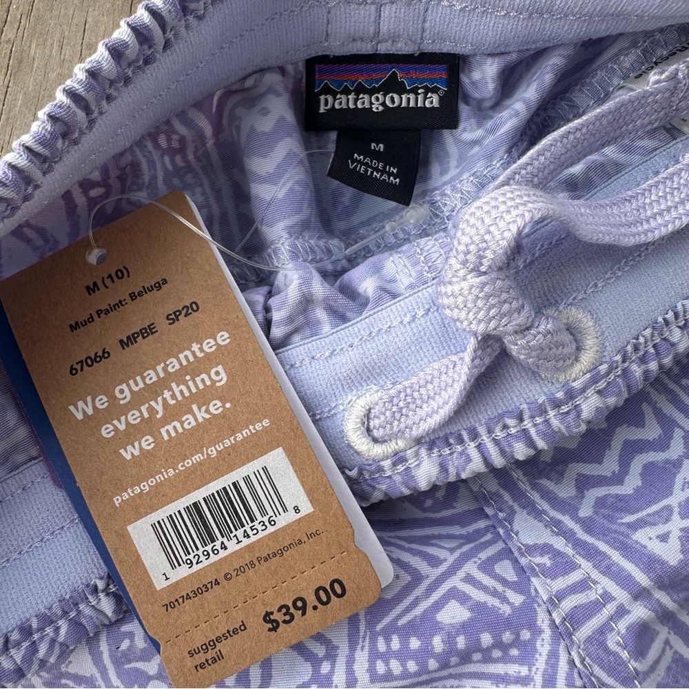 Patagonia Girls' Baggies Shorts Mud Paint: Beluga Aztec Purple M 10 - Picture 6 of 8